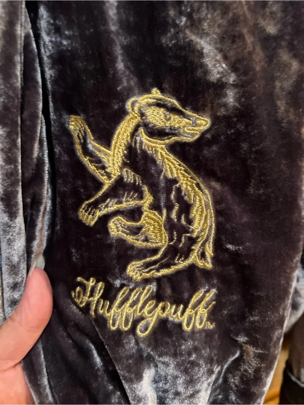 Pottery Barn Teen Hufflepuff Gray Velvet Robe